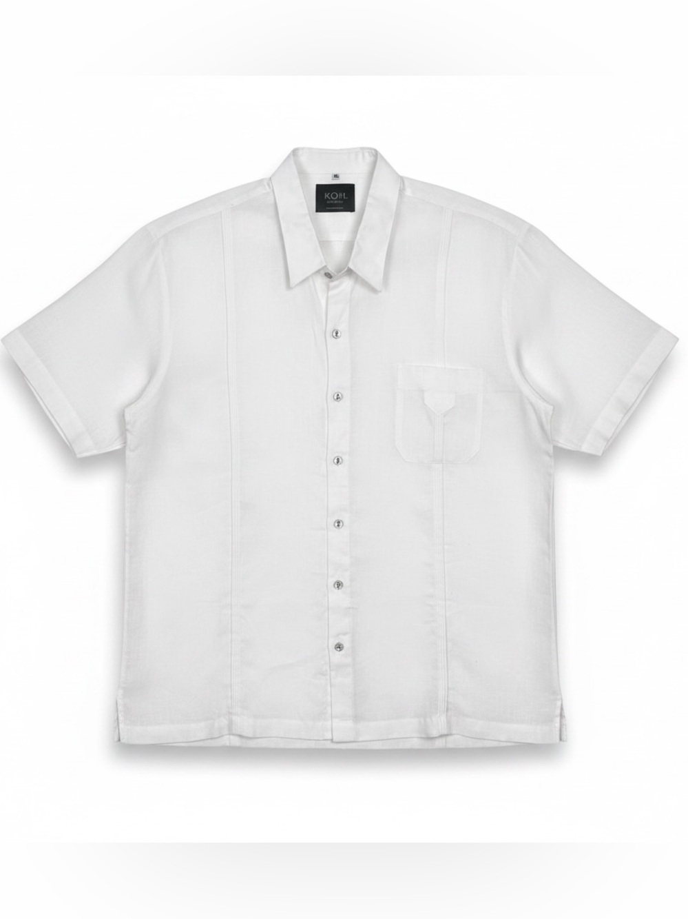 NWOT KOH Men's 100% LINEN ISLAND BEACH SHIRT White BUTTON FRONT Size 46 (XL)